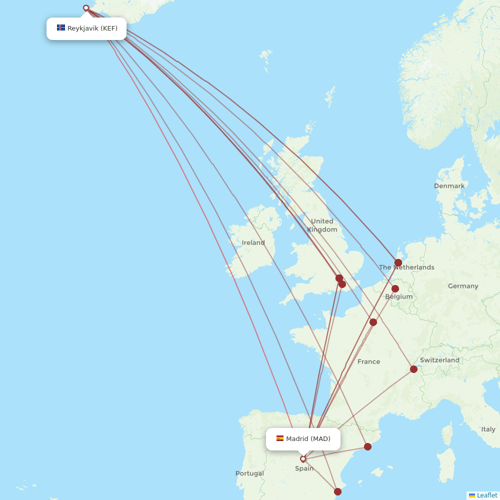 Star Air flights between Reykjavik and Madrid