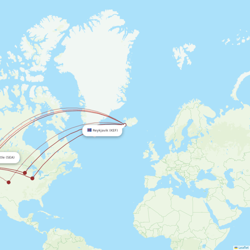 Icelandair flights between Reykjavik and Seattle