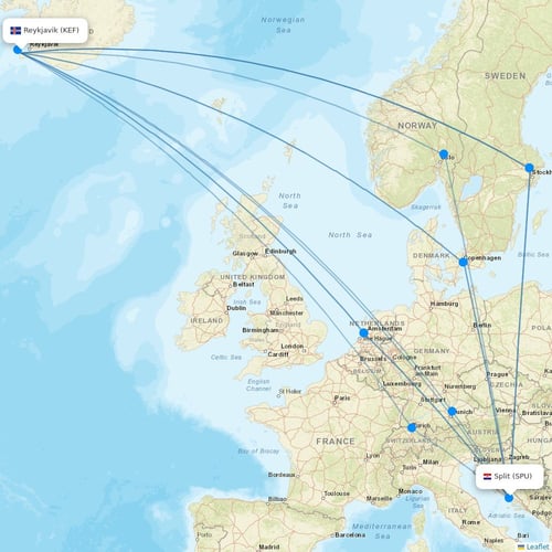 Star Air flights between Reykjavik and Split