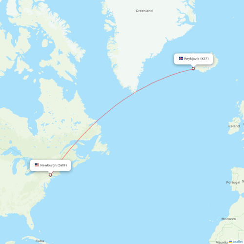 Star Air flights between Reykjavik and Newburgh