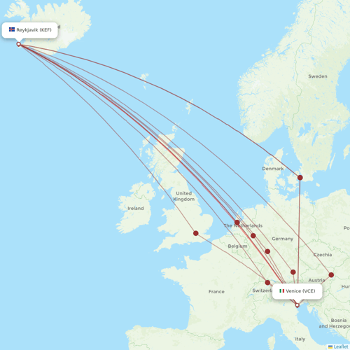 Star Air flights between Reykjavik and Venice