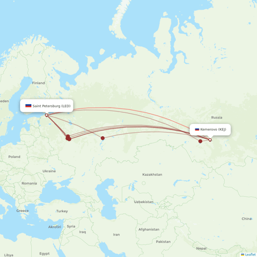 Nordwind Airlines flights between Kemerovo and Saint Petersburg