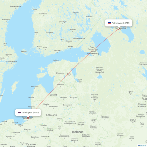 Severstal Aircompany flights between Kaliningrad and Petrozavodsk