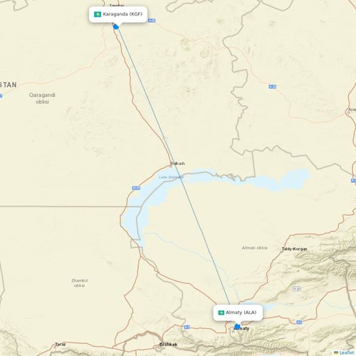 Syphax Airlines flights between Karaganda and Almaty
