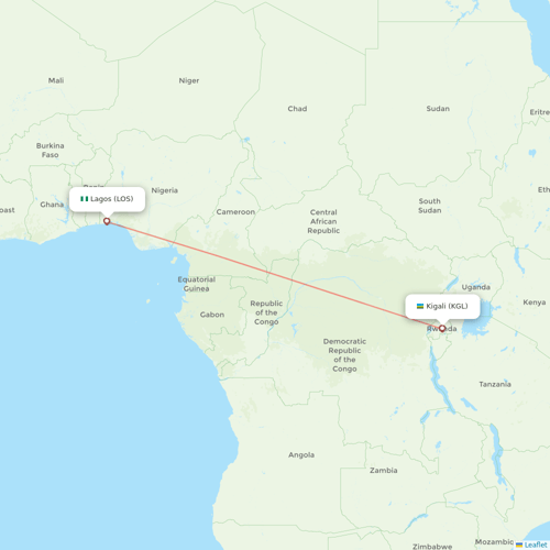 RwandAir flights between Kigali and Lagos