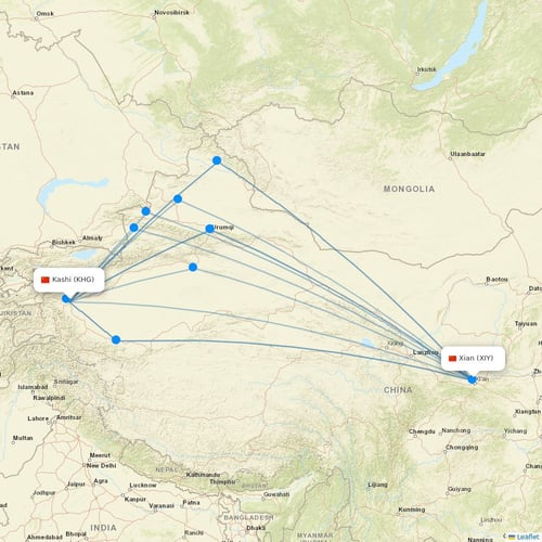 Air Changan flights between Kashi and Xian