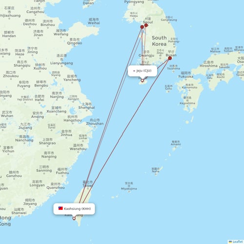 Tigerair Taiwan flights between Kaohsiung and Jeju