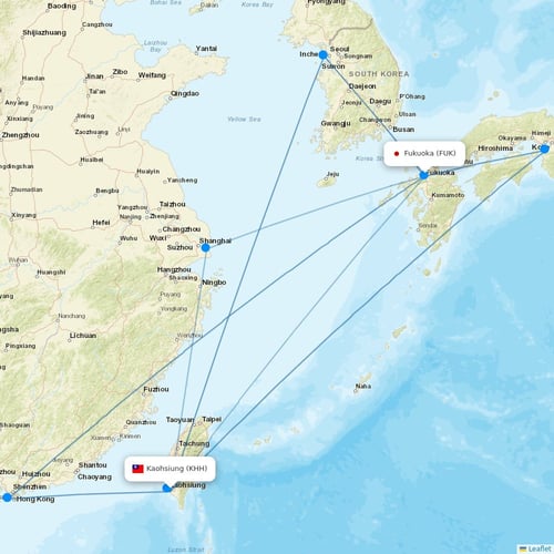 EVA Air flights between Kaohsiung and Fukuoka