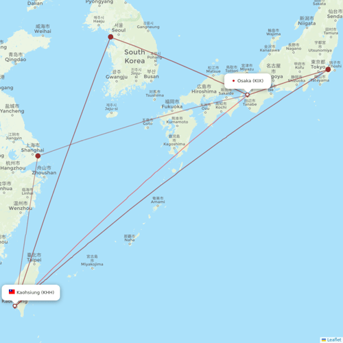 China Airlines flights between Kaohsiung and Osaka