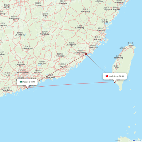 Air Macau flights between Kaohsiung and Macau