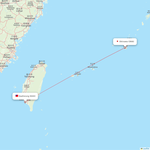 Tigerair Taiwan flights between Kaohsiung and Okinawa