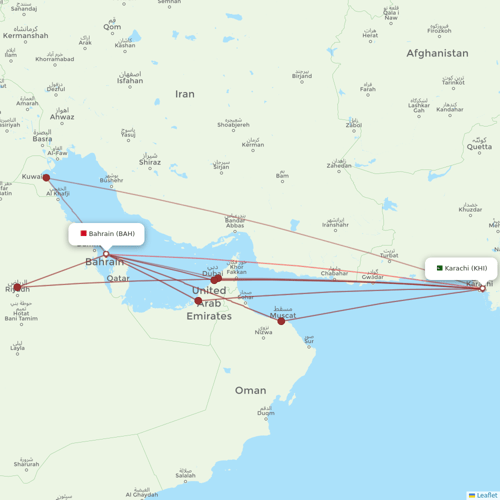 Gulf Air flights between Karachi and Bahrain
