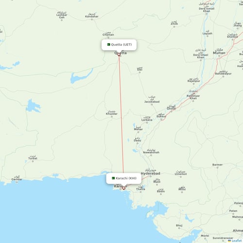 Pakistan International Airlines flights between Karachi and Quetta