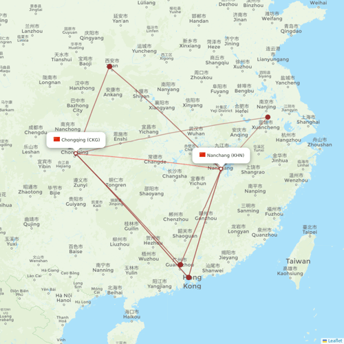 Shenzhen Airlines flights between Nanchang and Chongqing