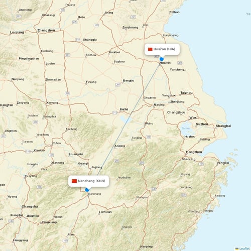 Jiangxi Airlines flights between Nanchang and Huai'an