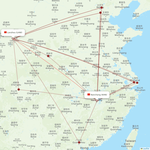 HongTu Airlines flights between Nanchang and Lanzhou
