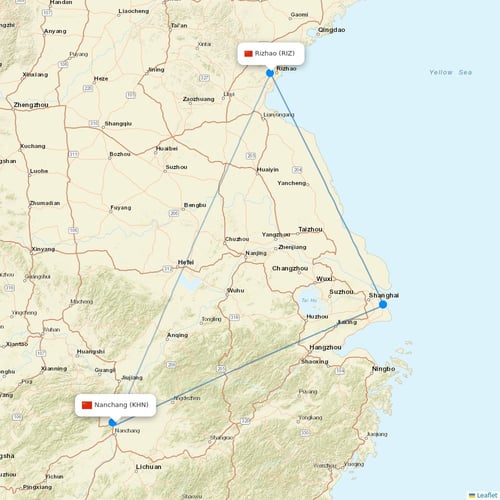 Jiangxi Airlines flights between Nanchang and Rizhao