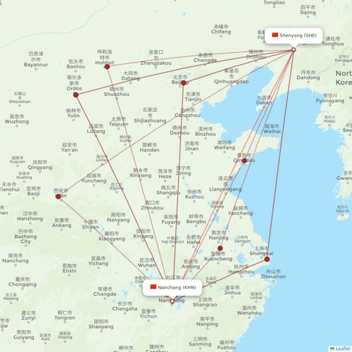 Jiangxi Airlines flights between Nanchang and Shenyang