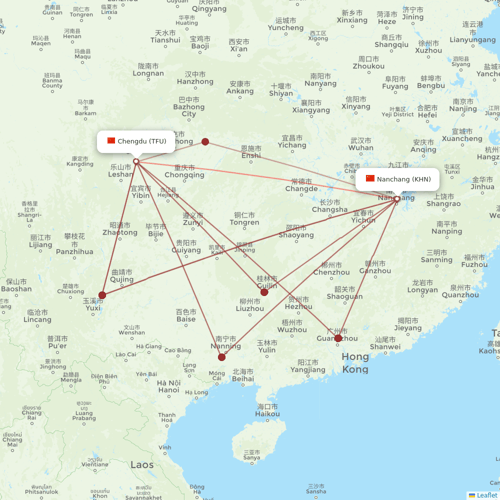 Jiangxi Airlines flights between Nanchang and Chengdu