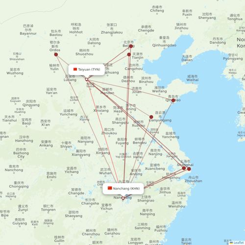 Jiangxi Airlines flights between Nanchang and Taiyuan