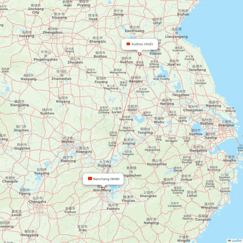 Jiangxi Airlines flights between Nanchang and Xuzhou
