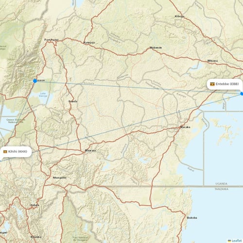 Aerolink Uganda flights between Kihihi and Entebbe