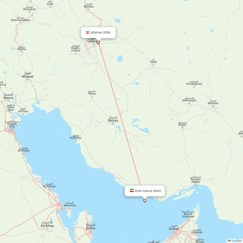 AIS Airlines flights between Kish Island and Isfahan