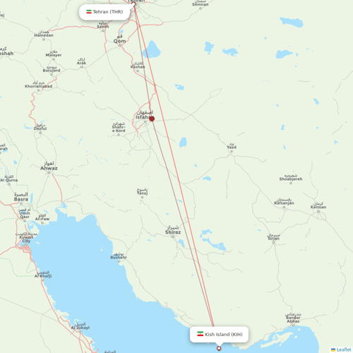 Qeshm Air flights between Kish Island and Tehran