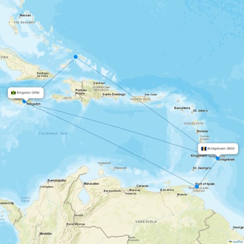 interCaribbean Airways flights between Kingston and Bridgetown