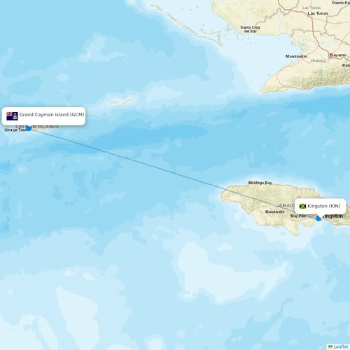 Cayman Airways flights between Kingston and Grand Cayman Island