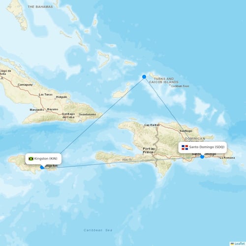 Asian Air flights between Kingston and Santo Domingo