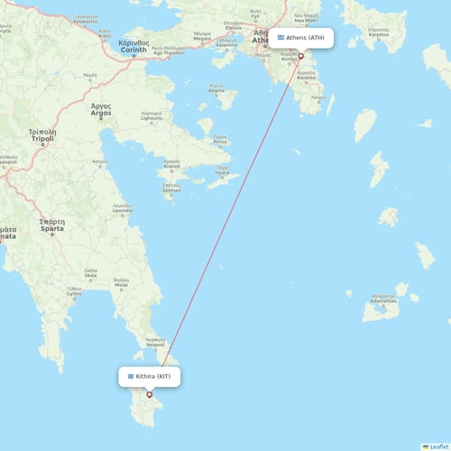 Olympic Air flights between Kithira and Athens