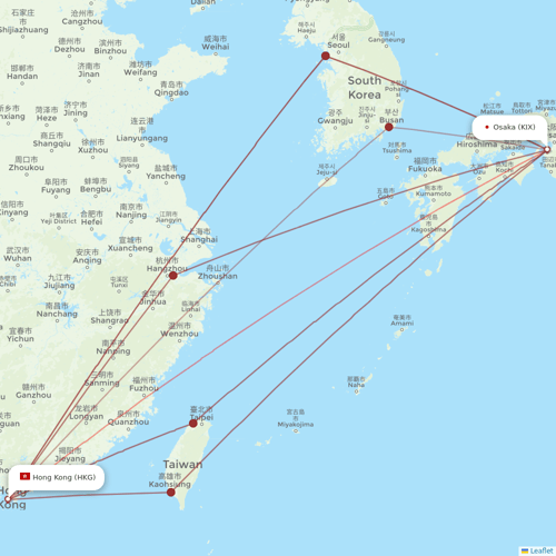 HK Express flights between Osaka and Hong Kong