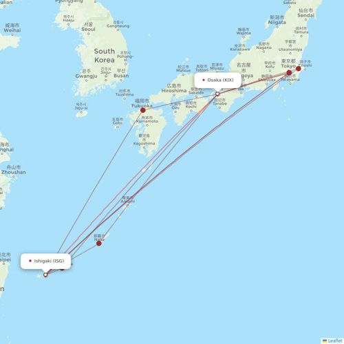 Japan Transocean Air flights between Osaka and Ishigaki