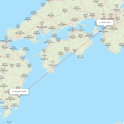 Peach Aviation flights between Osaka and Miyazaki