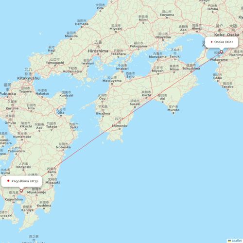 Peach Aviation flights between Osaka and Kagoshima
