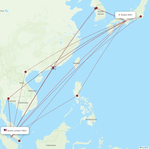 AirAsia X flights between Osaka and Kuala Lumpur