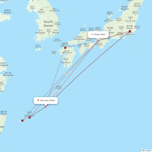 Jetstar Japan flights between Osaka and Okinawa