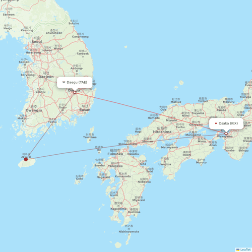 T´Way Air flights between Osaka and Daegu