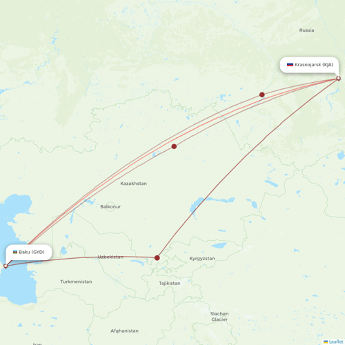 IrAero flights between Krasnojarsk and Baku