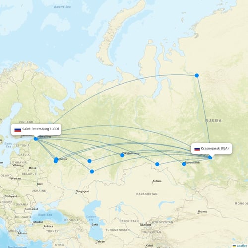 NordStar Airlines flights between Krasnojarsk and Saint Petersburg