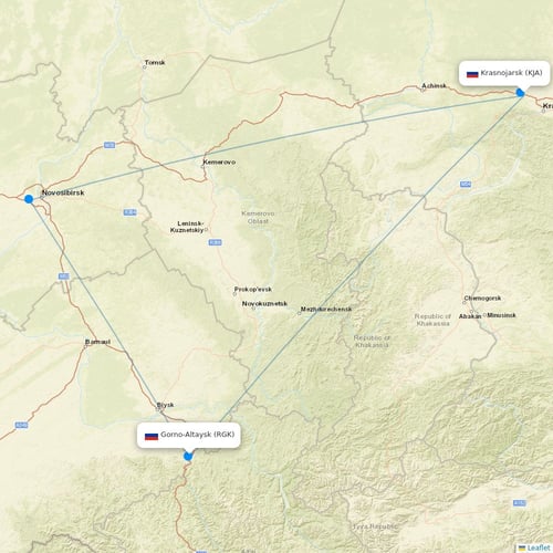 KrasAvia flights between Krasnojarsk and Gorno-Altaysk