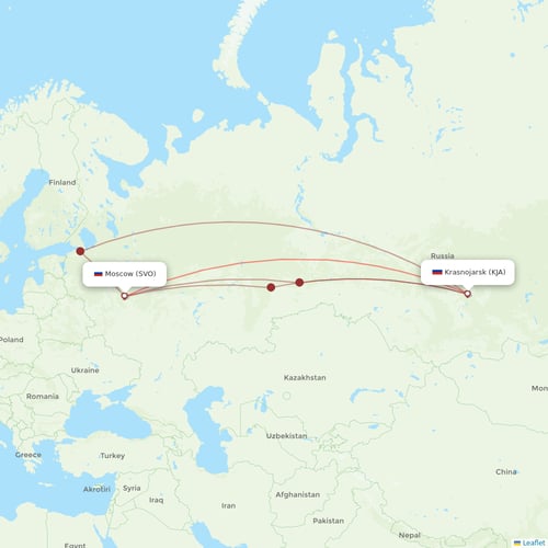 Aeroflot flights between Krasnojarsk and Moscow