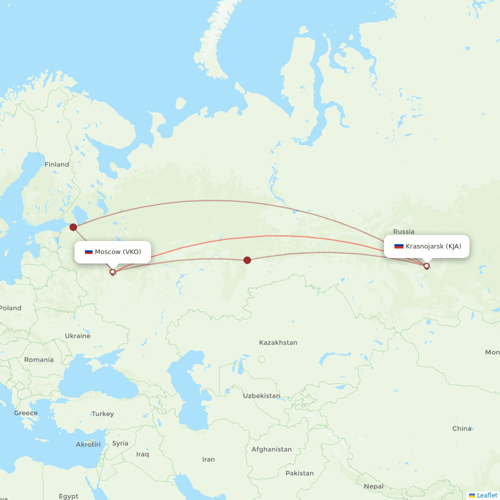 UTair flights between Krasnojarsk and Moscow