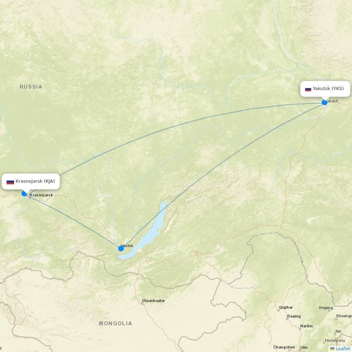 Aurora flights between Krasnojarsk and Yakutsk