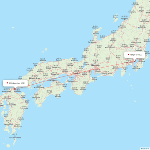 Global Jet flights between Kitakyushu and Tokyo