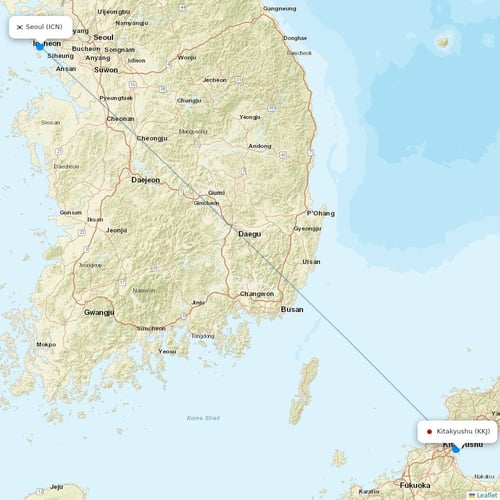 Jin Air flights between Kitakyushu and Seoul