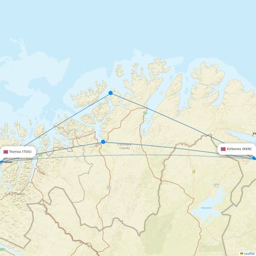 Wideroe flights between Kirkenes and Tromso