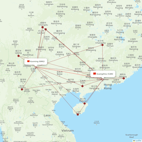 Lucky Air flights between Kunming and Guangzhou