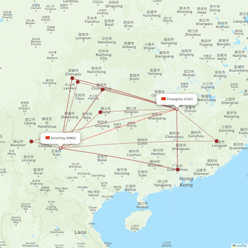Okay Airways flights between Kunming and Changsha